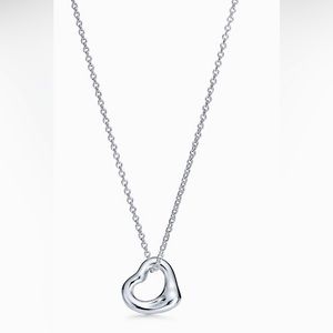 Tiffany & CO Sterling Silver Open Heart Pendant 16in